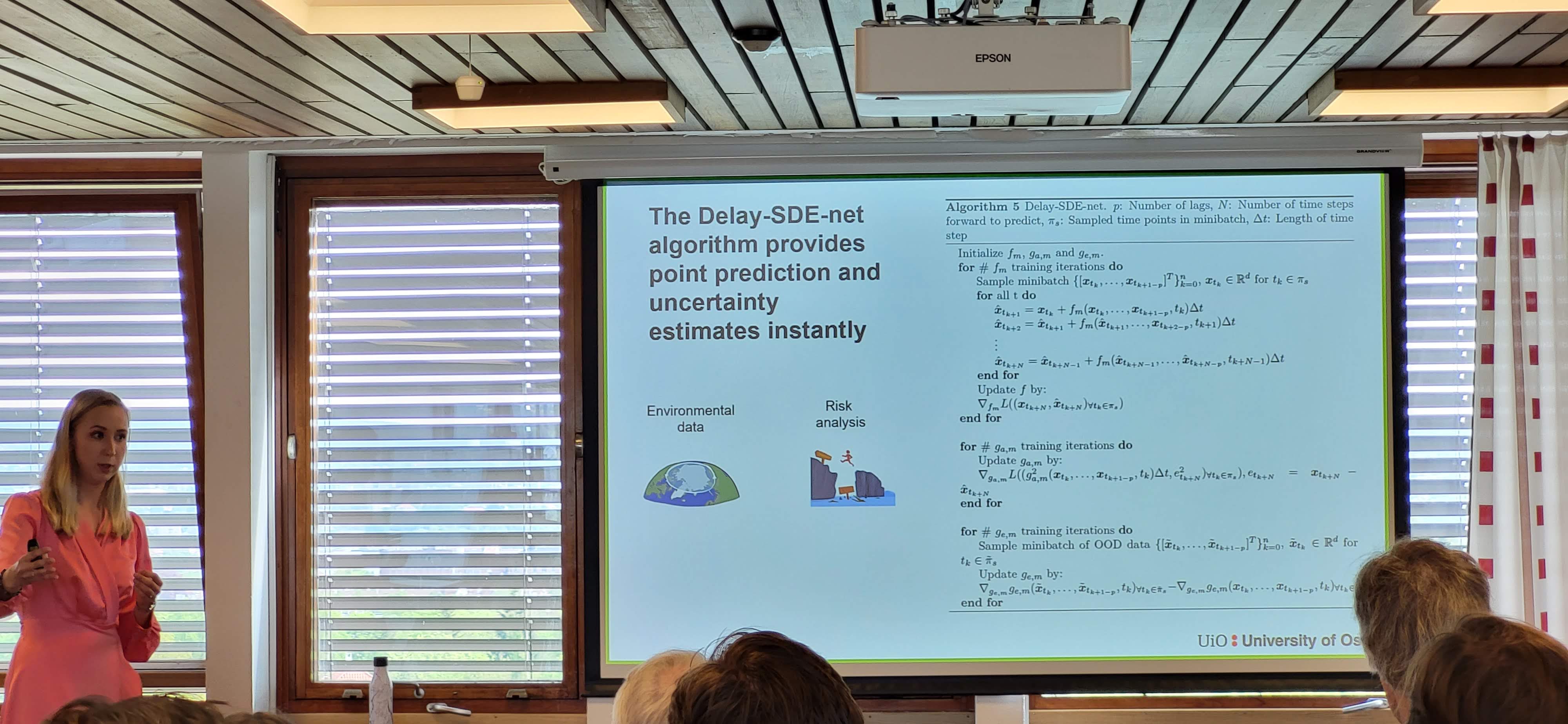 Alise defending her PhD on uncertainty and transparency in AI models